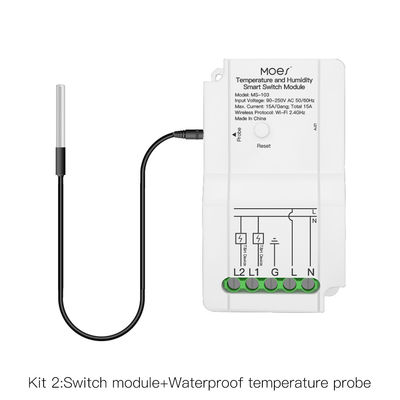 Temperatura de Wifi y módulo de interruptor elegante de la humedad 15a 240v