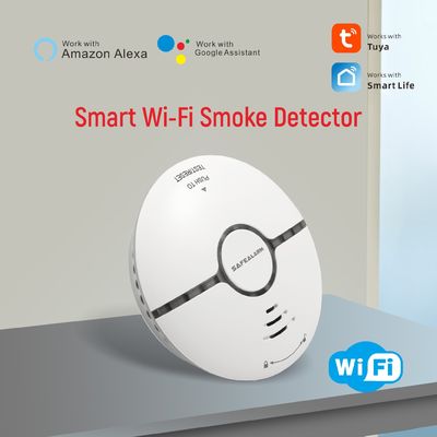 Detector de humo elegante óptico fotoeléctrico de WIFI del control del App de Tuya para la seguridad en el hogar