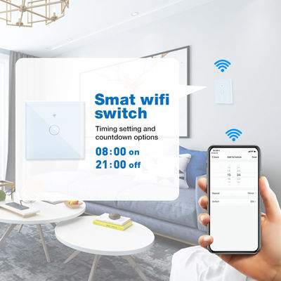 Prenda impermeable estándar BRITÁNICA del interruptor de la pared de la UE 1gang Smart Wifi del ODM del OEM para la automatización casera