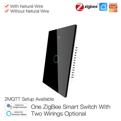 Interruptor de la pared de Zigbee Smart Wifi el ningún panel de cristal de la pantalla del tacto neutral