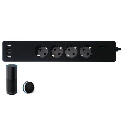 Control de la voz del enchufe 4 USB Tuya del zócalo de la UE Smart Wifi de la tira 4 del poder con Alexa Google Home