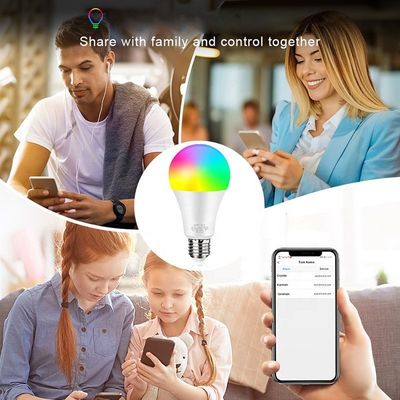 Trabajos de los bulbos de Dimmable E26 Smart WiFi LED con Alexa Google Home 2700K-6500K RGBWW