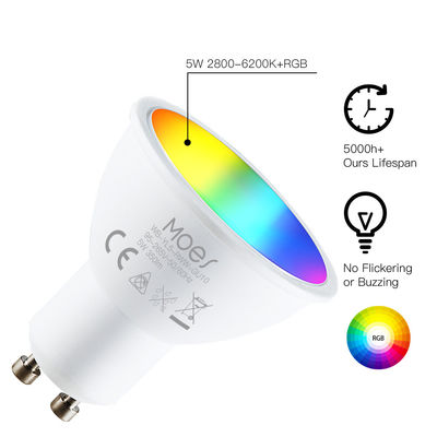 Trabajos de las bombillas del bulbo 5W GU10 Smart LED de RGBW Wifi con Alexa Google Home