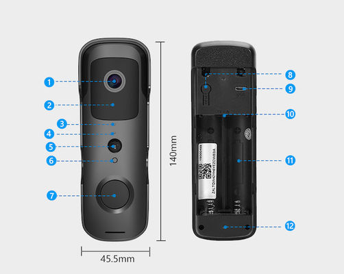cámara del timbre de la seguridad de 2.4G Smart Hd Wifi con audio bidireccional de la visión nocturna del carillón